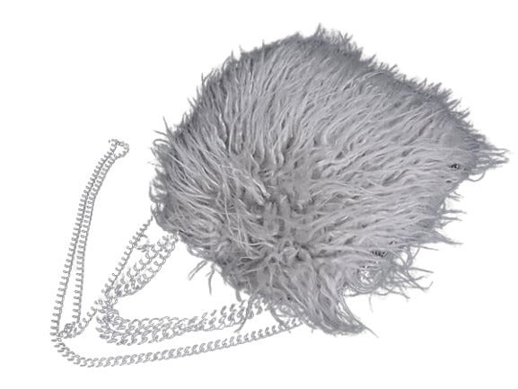 STELLA McCARTNEY ステラ マッカートニー ショルダーバッグ ファラベラ - グレー ファー レディース 2WAY シルバー金具 美品