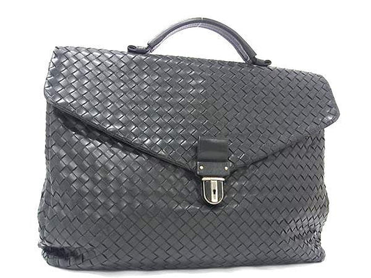 BOTTEGA VENETA ボッテガヴェネタ ビジネスバッグ イントレチャート 122139 ブラック レザー メンズ シルバー金具