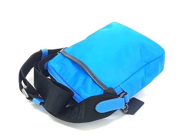 COACH コーチ ショルダーバッグ マックス C9836 ブルー ブラック ナイロン×レザー ユニセックス 美品