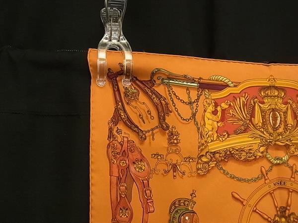 HERMES エルメス スカーフ カレ45 プチカレ ガヴロッシュ MUSEE 博物館 オレンジ系 シルク100％ レディース 新品未使用展示品