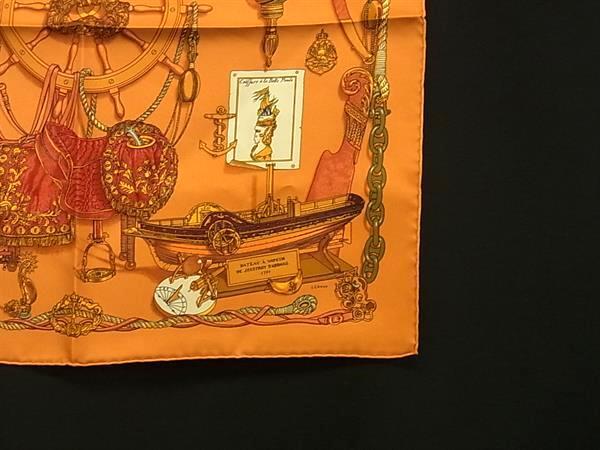 HERMES エルメス スカーフ カレ45 プチカレ ガヴロッシュ MUSEE 博物館 オレンジ系 シルク100％ レディース 新品未使用展示品