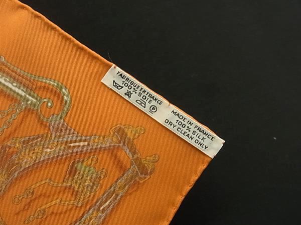 HERMES エルメス スカーフ カレ45 プチカレ ガヴロッシュ MUSEE 博物館 オレンジ系 シルク100％ レディース 新品未使用展示品
