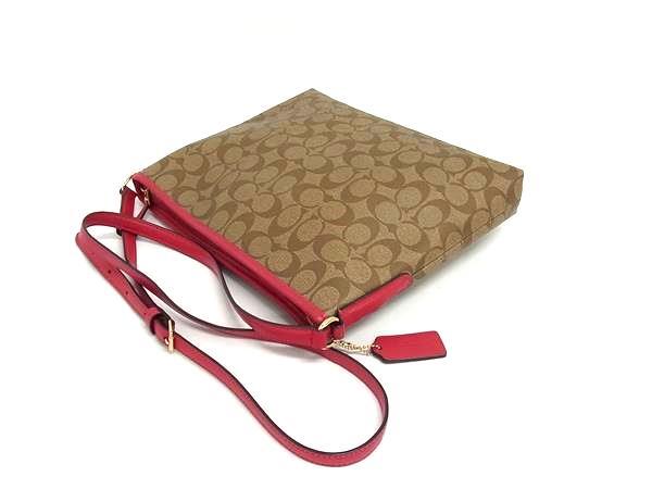 COACH コーチ ショルダーバッグ シグネチャー ファイル バッグ F58297 ブラウン系×ピンク系 PVC×レザー レディース ゴールド金具 美品