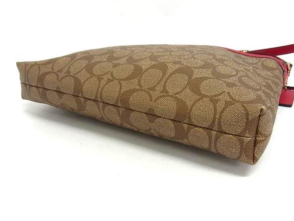 COACH コーチ ショルダーバッグ シグネチャー ファイル バッグ F58297 ブラウン系×ピンク系 PVC×レザー レディース ゴールド金具 美品