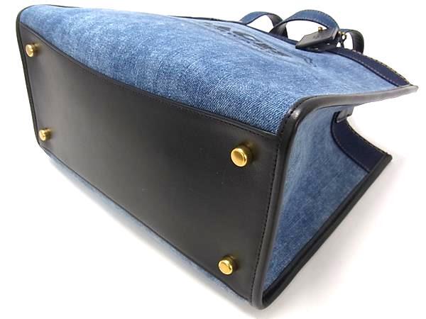 COACH コーチ トートバッグ フィールド トート 30 89163 ブルー系 デニム×レザー レディース 2WAY ショルダーバッグ ゴールド金具 美品
