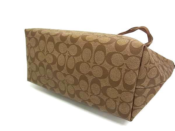 COACH コーチ トートバッグ シグネチャー シティ ジップ トート F58292 ブラウン系 PVC×レザー レディース ショルダーバッグWAY ゴールド金具 美品
