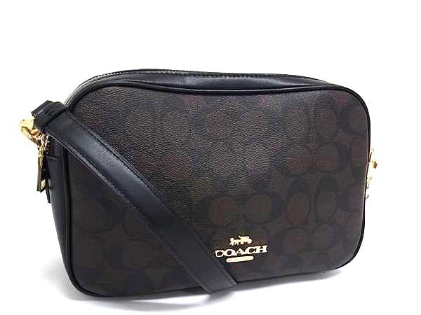 COACH コーチ ショルダーバッグ ジェス クロスボディ F68168 ブラウン系×ブラック系 PVC×レザー レディース ゴールド金具 超美品