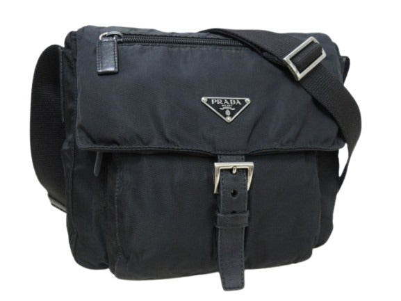 PRADA プラダ ショルダーバッグ トライアングルロゴ BT8994 ブラック ナイロン×レザー ユニセックス 三角ロゴマーク 白タグ シルバー金具