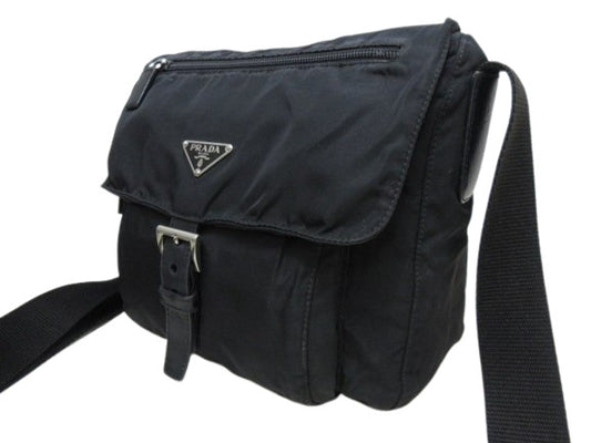 PRADA プラダ ショルダーバッグ トライアングルロゴ BT8994 ブラック ナイロン×レザー ユニセックス 三角ロゴマーク 白タグ シルバー金具