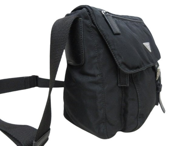 PRADA プラダ ショルダーバッグ トライアングルロゴ BT8994 ブラック ナイロン×レザー ユニセックス 三角ロゴマーク 白タグ シルバー金具