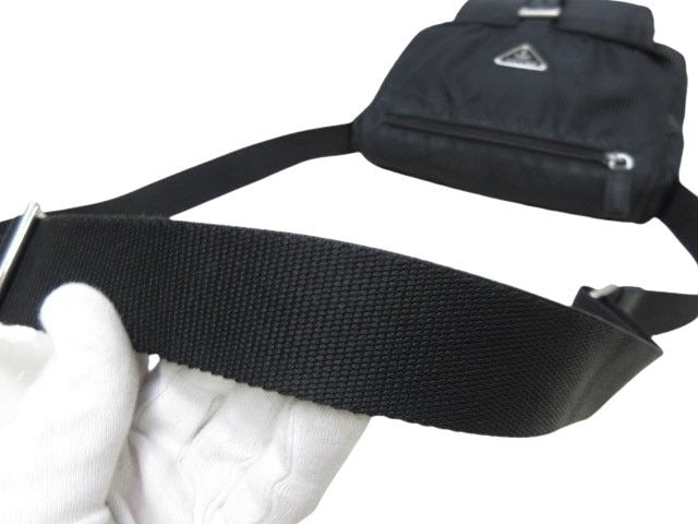 PRADA プラダ ショルダーバッグ トライアングルロゴ BT8994 ブラック ナイロン×レザー ユニセックス 三角ロゴマーク 白タグ シルバー金具