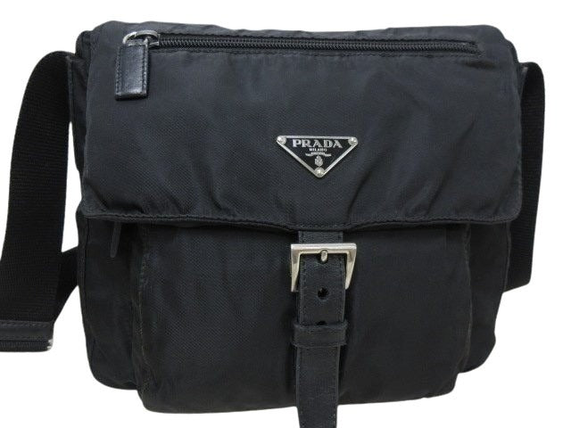 PRADA プラダ ショルダーバッグ トライアングルロゴ BT8994 ブラック ナイロン×レザー ユニセックス 三角ロゴマーク 白タグ シルバー金具