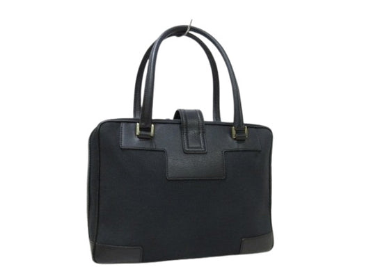 GUCCI グッチ ハンドバッグ Gロゴ 001-5155 ブラック キャンバス×レザー レディース ゴールド金具 美品