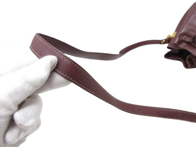 Cartier カルティエ ショルダーバッグ マストライン - ボルドー レザー レディース 巾着 ゴールド金具