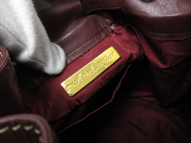 Cartier カルティエ ショルダーバッグ マストライン - ボルドー レザー レディース 巾着 ゴールド金具