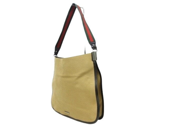 GUCCI グッチ ショルダーバッグ バッグ シェリーライン 001・4321 ベージュ系 キャンバス×レザー レディース シルバー金具