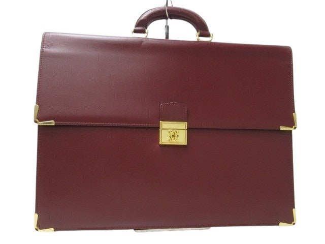 Cartier カルティエ ビジネスバッグ マストライン ブリーフケース - ボルドー レザー メンズ ゴールド金具