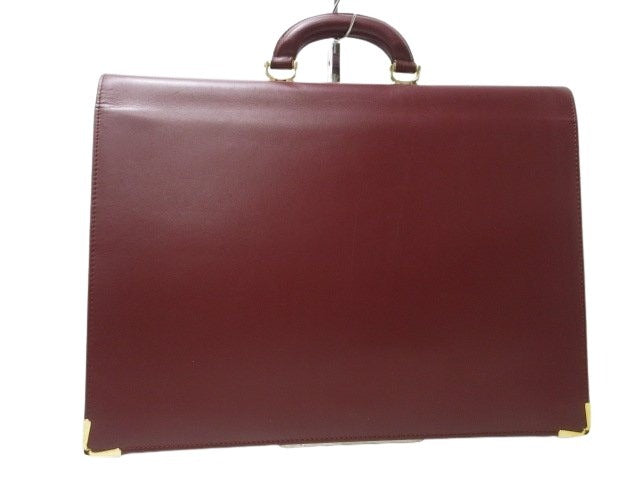 Cartier カルティエ ビジネスバッグ マストライン ブリーフケース - ボルドー レザー メンズ ゴールド金具