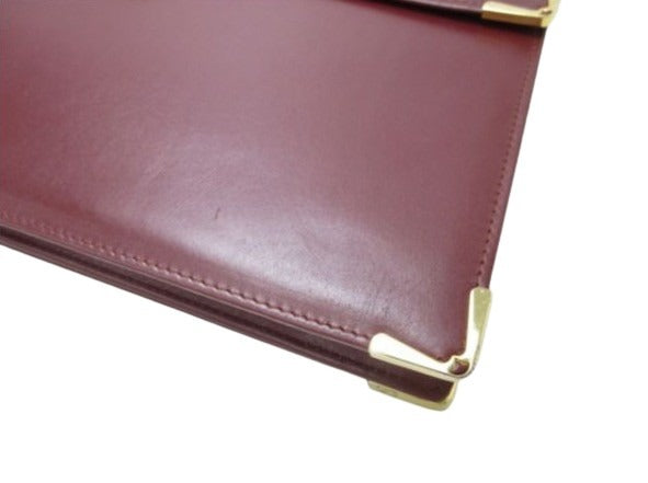 Cartier カルティエ ビジネスバッグ マストライン ブリーフケース - ボルドー レザー メンズ ゴールド金具