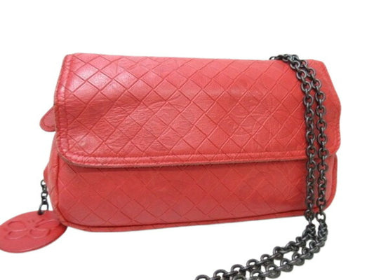 BOTTEGA VENETA ボッテガヴェネタ ショルダーバッグ イントレッチオミラージュ - レッド レザー レディース チェーン 2WAY ガンメタ金具