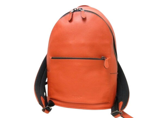 COACH コーチ リュックサック メトロポリタン ソフト 69351 オレンジ レザー×ナイロン メンズ シルバー金具 美品