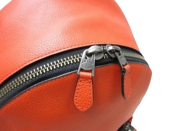 COACH コーチ リュックサック メトロポリタン ソフト 69351 オレンジ レザー×ナイロン メンズ シルバー金具 美品