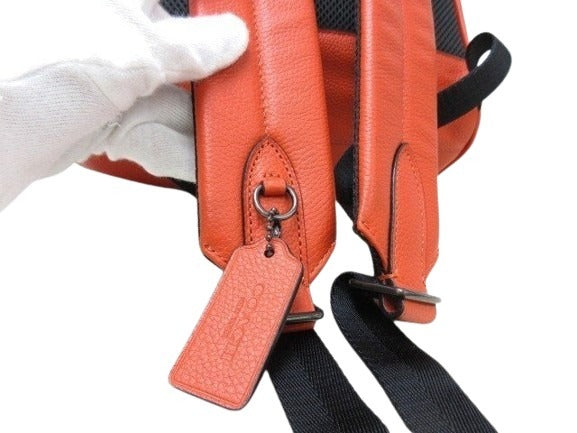 COACH コーチ リュックサック メトロポリタン ソフト 69351 オレンジ レザー×ナイロン メンズ シルバー金具 美品