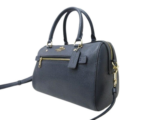 COACH コーチ ハンドバッグ ローワン サッチェル ハンドバッグ - ネイビー レザー レディース 2WAY ゴールド金具 超美品
