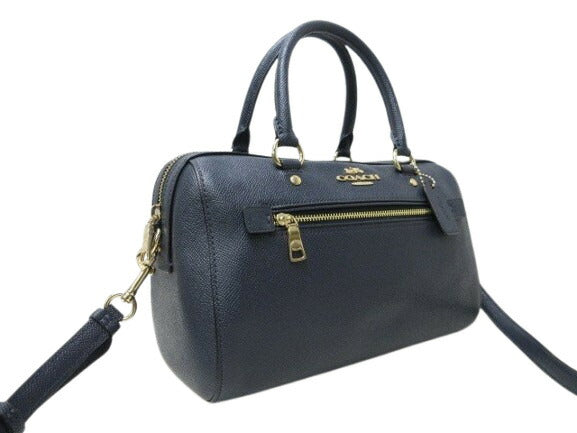 COACH コーチ ハンドバッグ ローワン サッチェル ハンドバッグ - ネイビー レザー レディース 2WAY ゴールド金具 超美品