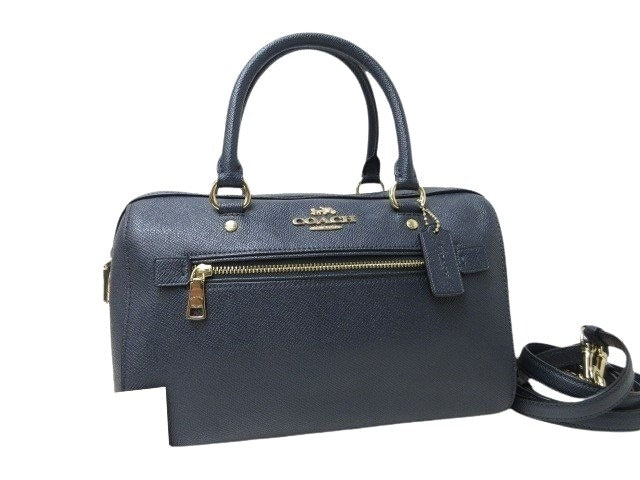 COACH コーチ ハンドバッグ ローワン サッチェル ハンドバッグ - ネイビー レザー レディース 2WAY ゴールド金具 超美品