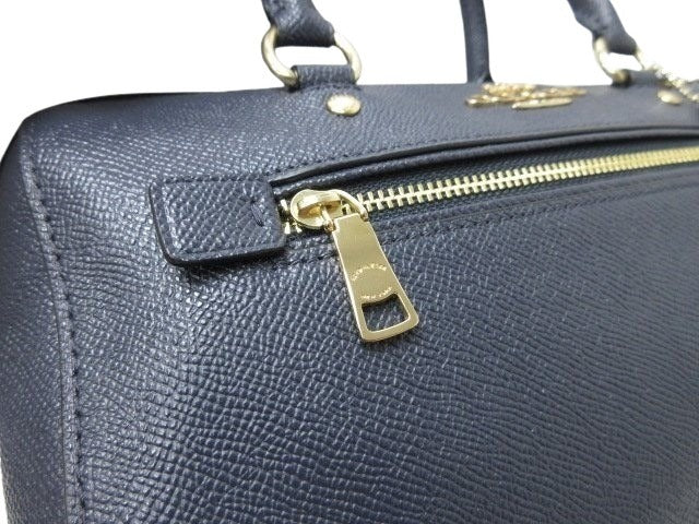 COACH コーチ ハンドバッグ ローワン サッチェル ハンドバッグ - ネイビー レザー レディース 2WAY ゴールド金具 超美品