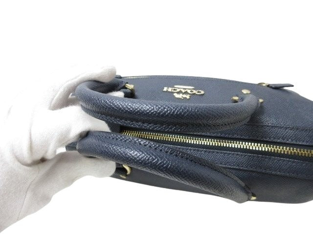 COACH コーチ ハンドバッグ ローワン サッチェル ハンドバッグ - ネイビー レザー レディース 2WAY ゴールド金具 超美品