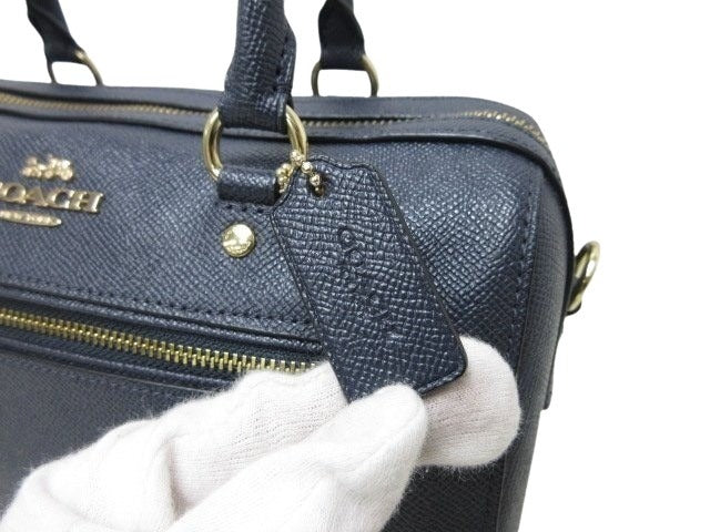 COACH コーチ ハンドバッグ ローワン サッチェル ハンドバッグ - ネイビー レザー レディース 2WAY ゴールド金具 超美品