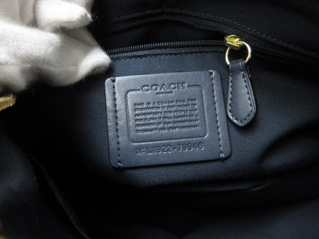 COACH コーチ ハンドバッグ ローワン サッチェル ハンドバッグ - ネイビー レザー レディース 2WAY ゴールド金具 超美品