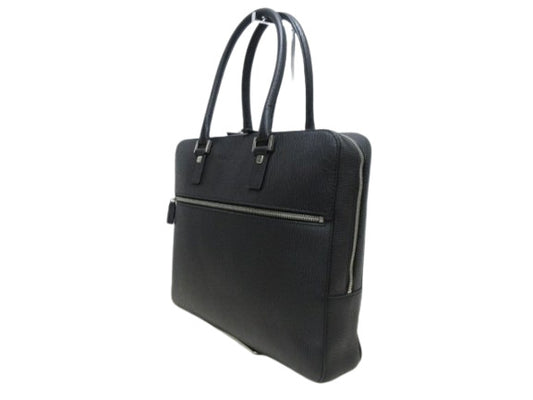 Ferragamo フェラガモ ビジネスバッグ リバイバル FZ-24 9477 ブラック レザー メンズ シルバー金具 美品