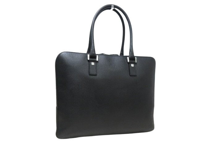 Ferragamo フェラガモ ビジネスバッグ リバイバル FZ-24 9477 ブラック レザー メンズ シルバー金具 美品