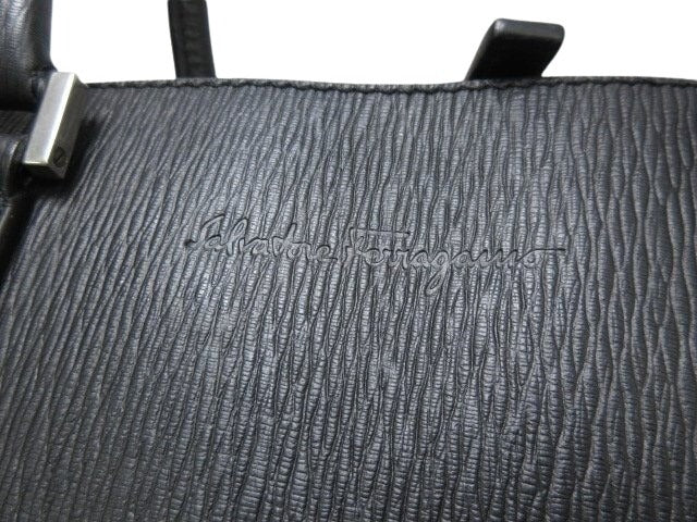 Ferragamo フェラガモ ビジネスバッグ リバイバル FZ-24 9477 ブラック レザー メンズ シルバー金具 美品