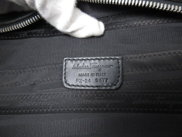 Ferragamo フェラガモ ビジネスバッグ リバイバル FZ-24 9477 ブラック レザー メンズ シルバー金具 美品