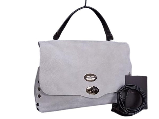 ZANELLATO ザネラート ハンドバッグ ポスティーナ - グレージュ ブラウン ヌバック ユニセックス 2WAY ブロンズ金具 美品