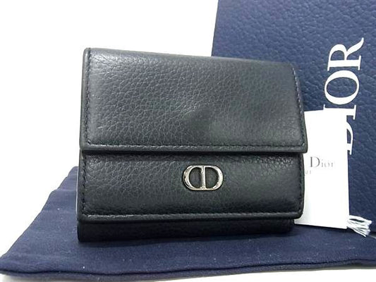 ChristianDior クリスチャンディオール 財布 - 2ESBC110CDI ブラック レザー ユニセックス 三つ折り Wホック シルバー金具