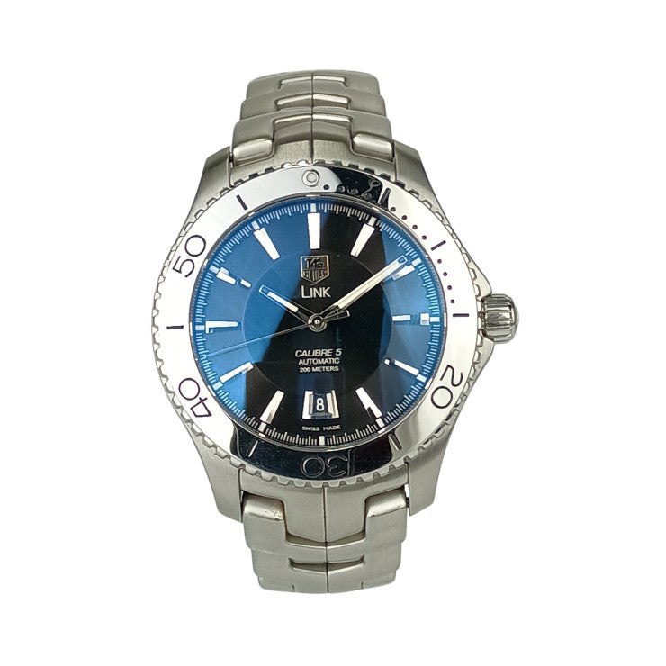 TAG Heuer タグホイヤー 時計 リンクキャリバー5 WJ201A ブラック文字盤 SS SS メンズ バックスケルトン 美品