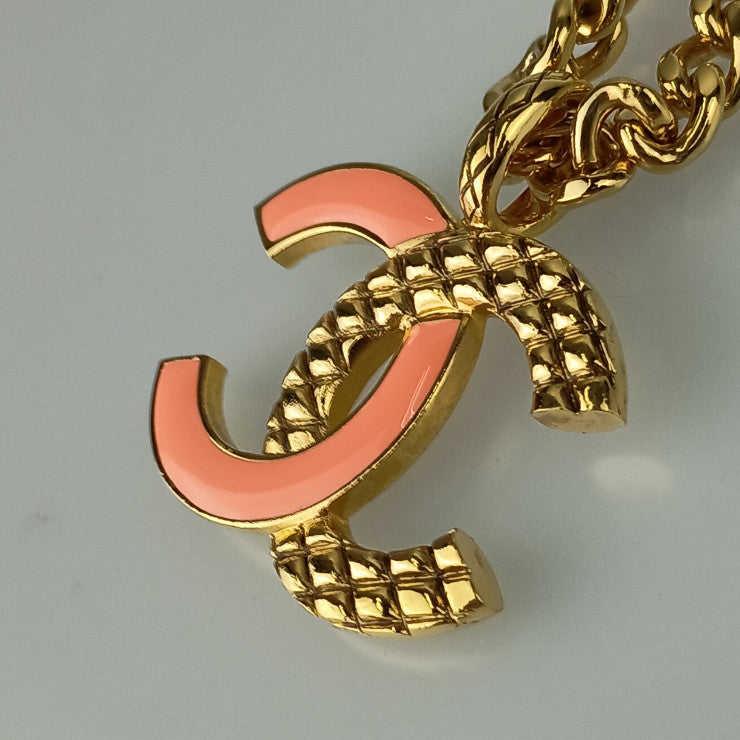 CHANEL シャネル ネックレス ココマークネックレス - ゴールド ピンク メタル レディース 超美品