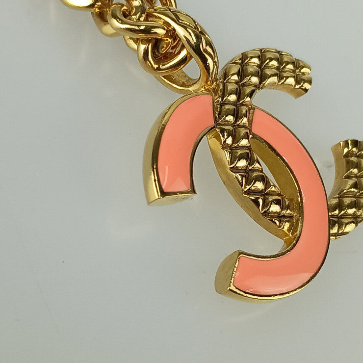 CHANEL シャネル ネックレス ココマークネックレス - ゴールド ピンク メタル レディース 超美品