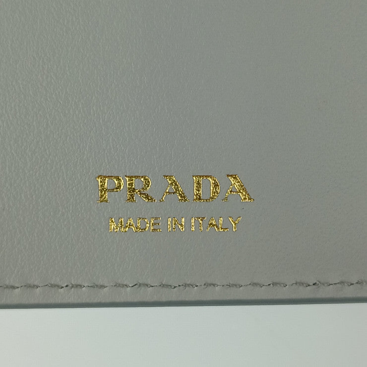 PRADA プラダ 財布 シティカーフタブ 1MV025 ライトグレー レザー レディース 二つ折り長財布 ゴールド金具 超美品