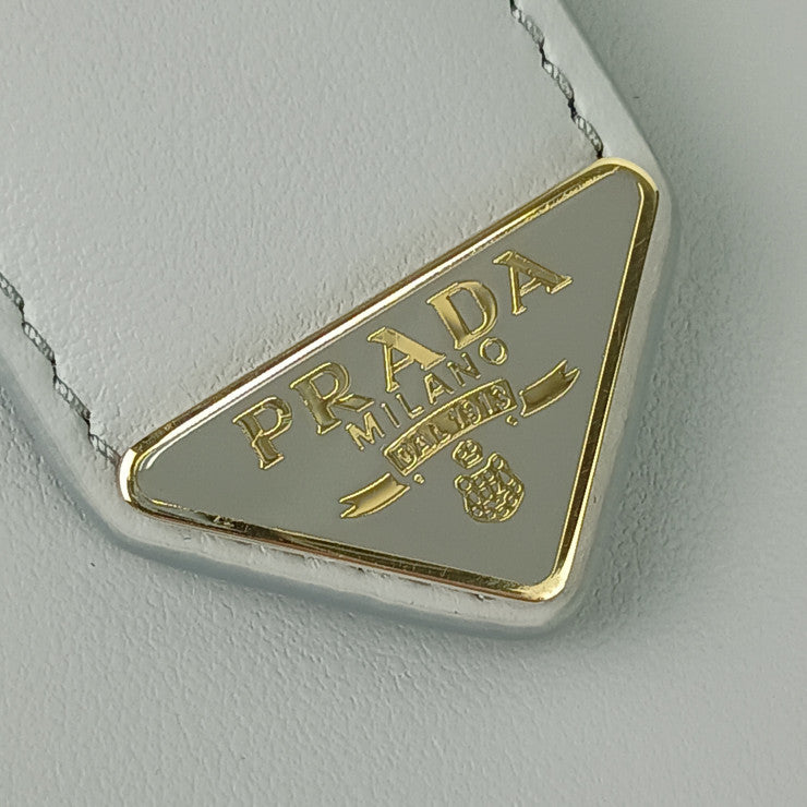 PRADA プラダ 財布 シティカーフタブ 1MV025 ライトグレー レザー レディース 二つ折り長財布 ゴールド金具 超美品