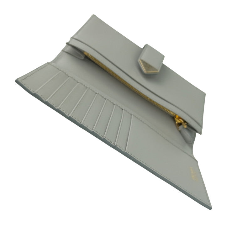 PRADA プラダ 財布 シティカーフタブ 1MV025 ライトグレー レザー レディース 二つ折り長財布 ゴールド金具 超美品