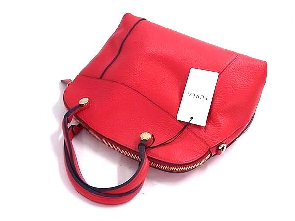 FURLA フルラ ハンドバッグ パイパー レッド レザー レディース ゴールド金具 新品未使用展示品