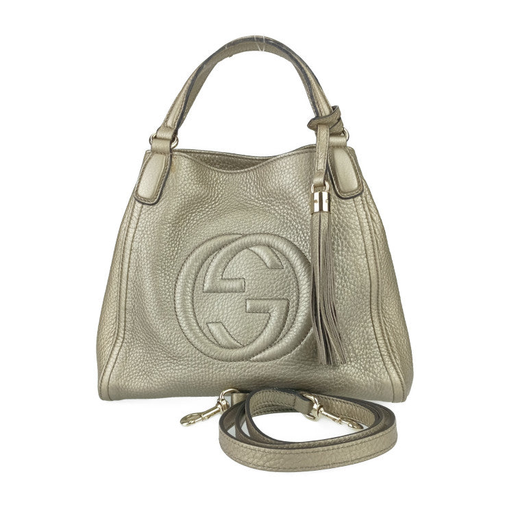 GUCCI グッチ ハンドバック インターロッキングG ソーホー 2WAYバッグ 336751 ゴールド レザー レディース ショルダーバッグ タッセル
