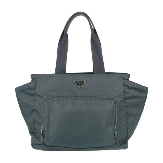 美品 PRADA プラダ マザーズバッグ Re-Nylon ベビーバッグ 1BG102 ブラック シルバー金具 ナイロン ユニセックス 2WAY トートバッグ ショルダーバッグ 三角ロゴプレート
