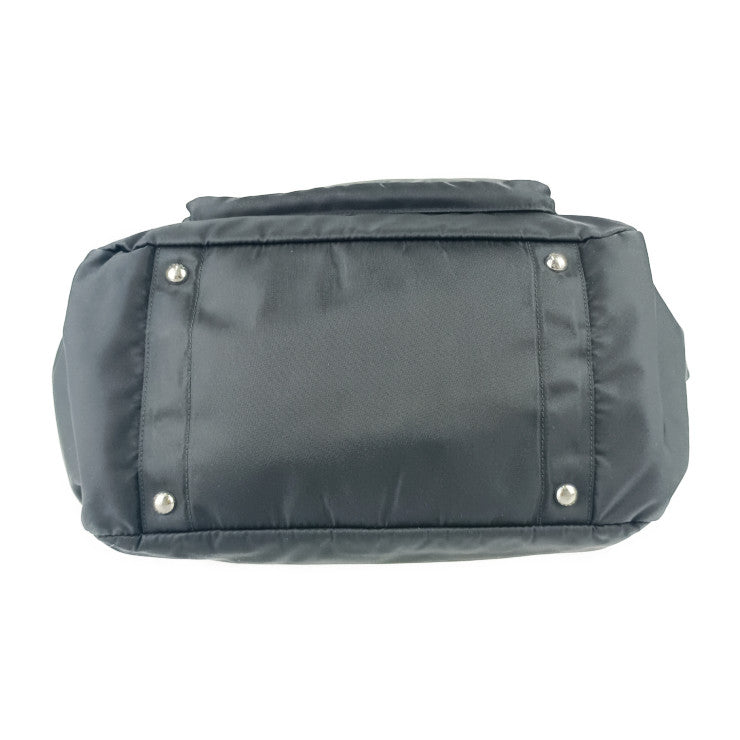 美品 PRADA プラダ マザーズバッグ Re-Nylon ベビーバッグ 1BG102 ブラック シルバー金具 ナイロン ユニセックス 2WAY トートバッグ ショルダーバッグ 三角ロゴプレート